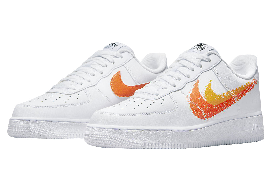 Nike Air Force 1 Low Spray Paint Swoosh White Orange